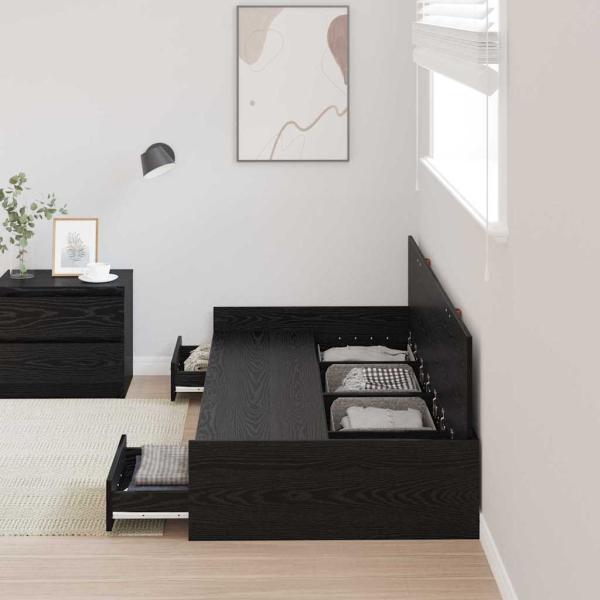 Bett mit Stauraum Schwarze Eiche 80 x 200 cm Holzwerkstoff