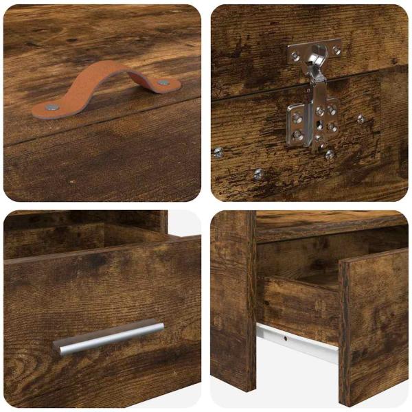 Bett mit Stauraum Geräucherte Eiche 80 x 200 cm Holzwerkstoff