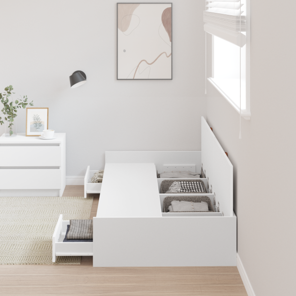Bett mit Stauraum mit Kopfteil Weiß 80 x 200 cm Holzwerkstoff