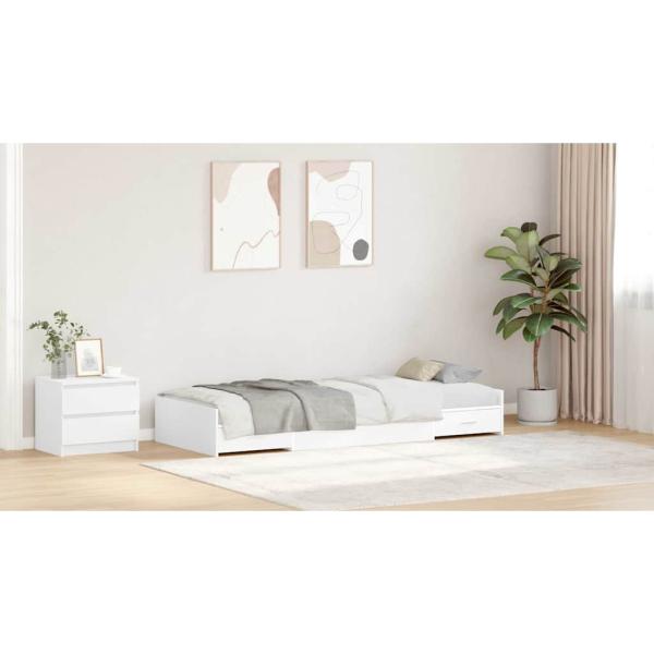 Bett mit Stauraum mit Kopfteil Weiß 80 x 200 cm Holzwerkstoff