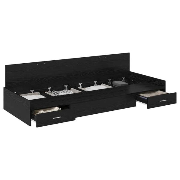 Bett mit Stauraum Schwarze Eiche 80 x 200 cm Holzwerkstoff