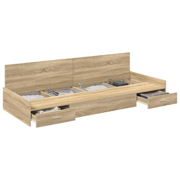 Bett mit Stauraum mit Kopfteil Sonoma Eiche 80 x 200 cm Holzwerkstoff