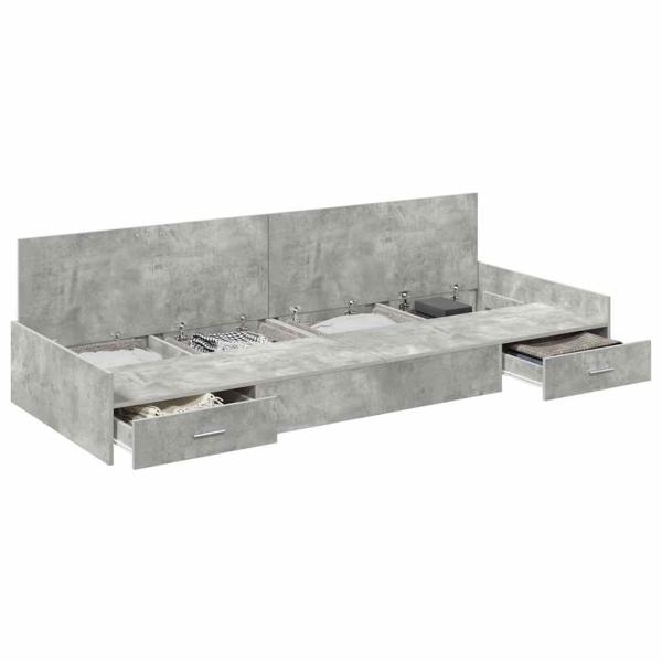 Bett mit Stauraum mit Kopfteil Beton Grau 80 x 200 cm Holzwerkstoff