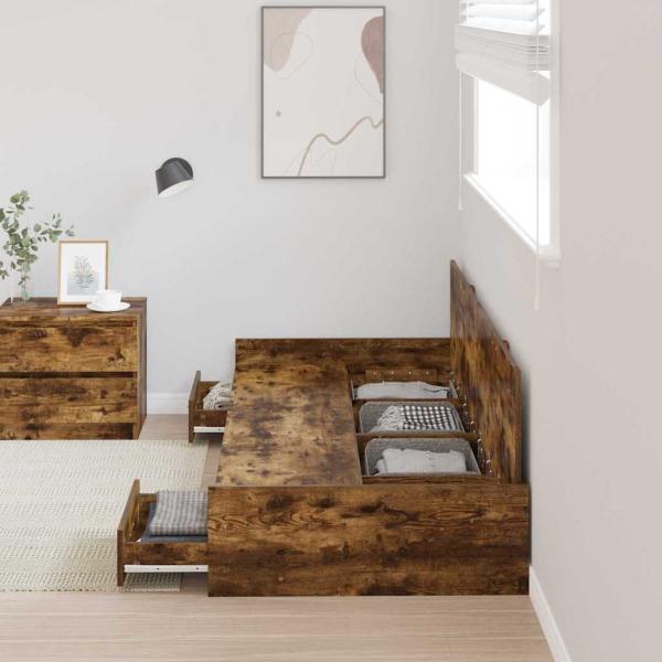 Bett mit Stauraum mit Kopfteil Altholz 80 x 200 cm Holzwerkstoff