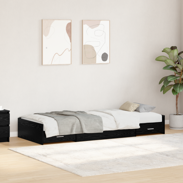 Bett mit Stauraum Schwarze Eiche 75 x 190 cm Holzwerkstoff