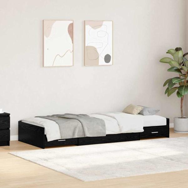Bett mit Stauraum Schwarze Eiche 75 x 190 cm Holzwerkstoff