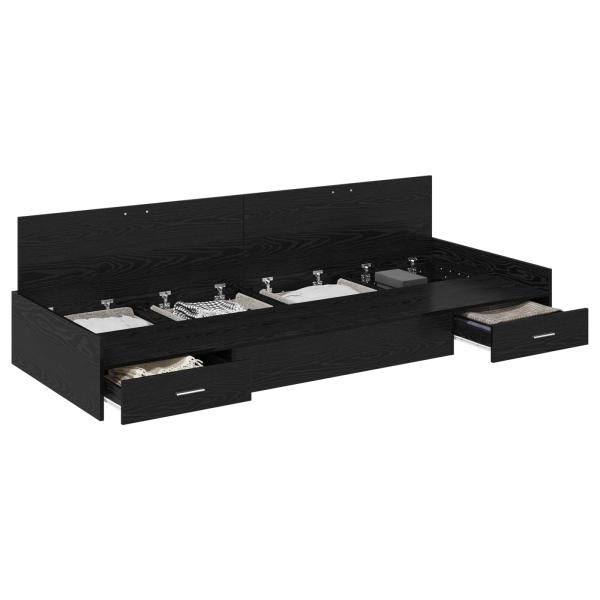 Bett mit Stauraum Schwarze Eiche 75 x 190 cm Holzwerkstoff