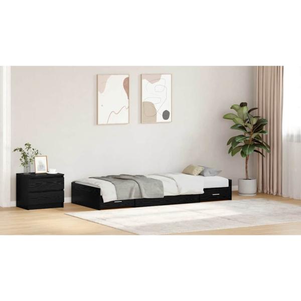 Bett mit Stauraum Schwarze Eiche 75 x 190 cm Holzwerkstoff
