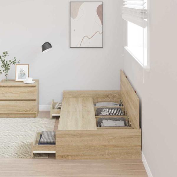 Bett mit Stauraum mit Kopfteil Sonoma Eiche 75 x 190 cm Holzwerkstoff