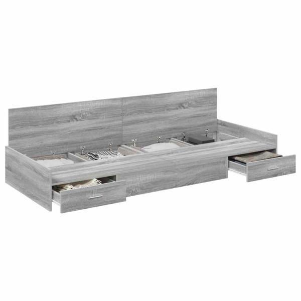 Bett mit Stauraum Graues Sonoma 75 x 190 cm Holzwerkstoff