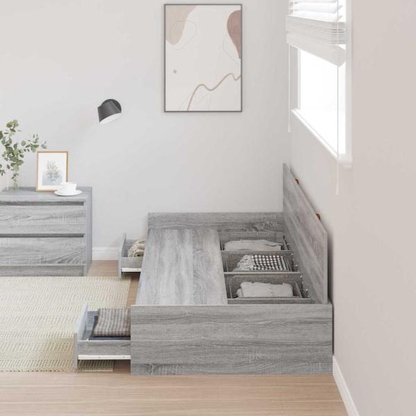 Bett mit Stauraum Graues Sonoma 75 x 190 cm Holzwerkstoff