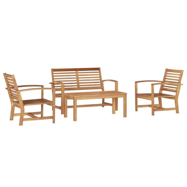 Garten-Sofa-Set 4 pcs Natur Teak-Massivholz