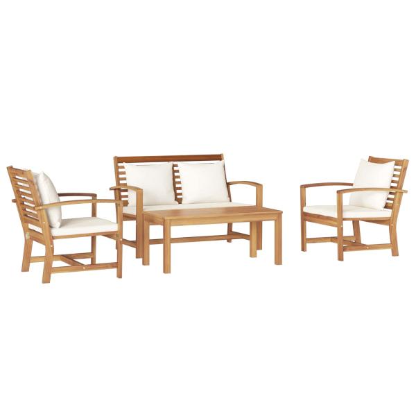 ARDEBO.de - Garten-Sofa-Set 4 pcs Natur Teak-Massivholz