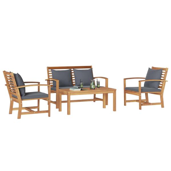 ARDEBO.de - Garten-Sofa-Set 4 pcs Natur Teak-Massivholz