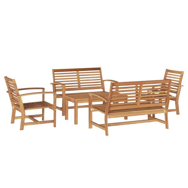 ARDEBO.de - Garten-Sofa-Set 5 pcs Natur Teak-Massivholz