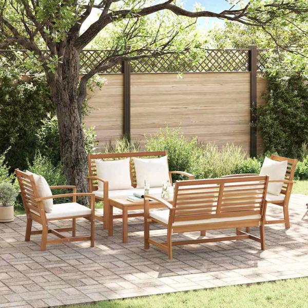 ARDEBO.de - Garten-Sofa-Set 5 pcs Natur Teak-Massivholz