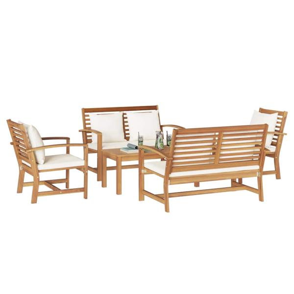 Garten-Sofa-Set 5 pcs Natur Teak-Massivholz