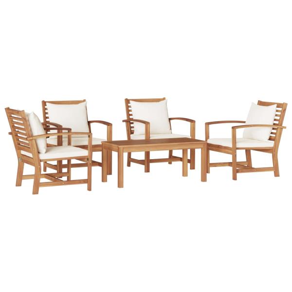 ARDEBO.de - Garten-Sofa-Set 5 pcs Natur Teak-Massivholz