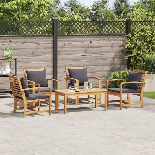 Garten-Sofa-Set 5 pcs Natur Teak-Massivholz