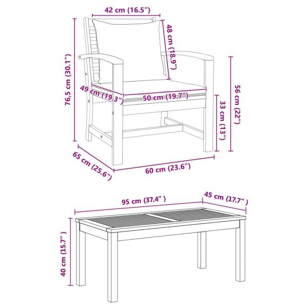 Garten-Sofa-Set 5 pcs Natur Teak-Massivholz