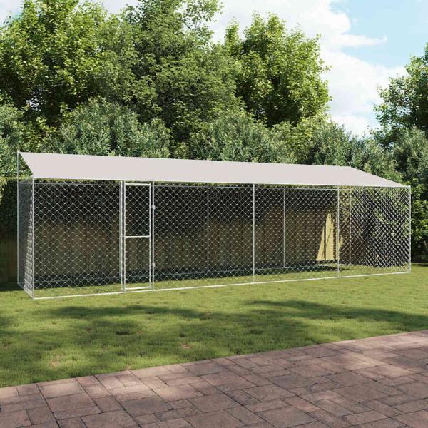 ARDEBO.de - Hundekäfig Silber 800 x 200 x 256 cm Verzinkter Stahl