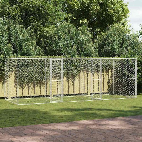 ARDEBO.de - Hundekäfig Silber 600 x 200 x 200 cm Verzinkter Stahl