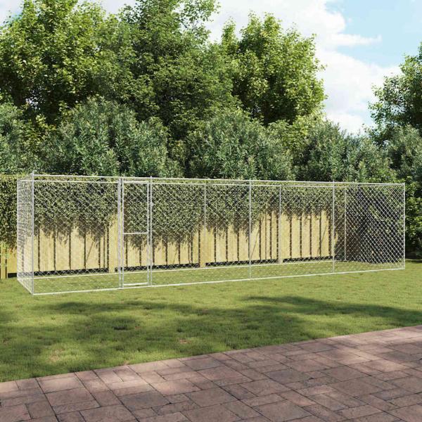 ARDEBO.de - Hundekäfig Silber 800 x 200 x 256 cm Verzinkter Stahl