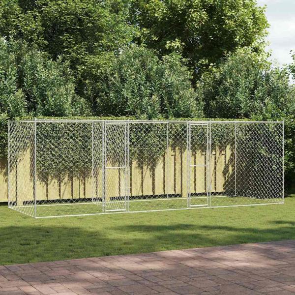 ARDEBO.de - Hundekäfig Silber 600 x 200 x 200 cm Verzinkter Stahl