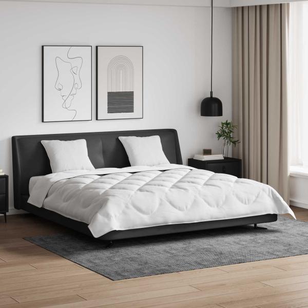 ARDEBO.de - Bettdecke mit Kissen Argyle 3 pcs Weiß 200 x 200 cm Mikrofaser