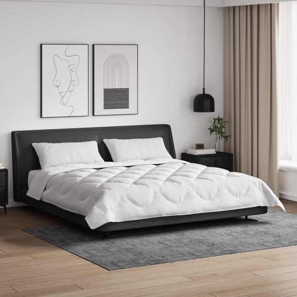 ARDEBO.de - Bettdecke mit Kissen Argyle 3 pcs Weiß 200 x 220 cm Mikrofaser