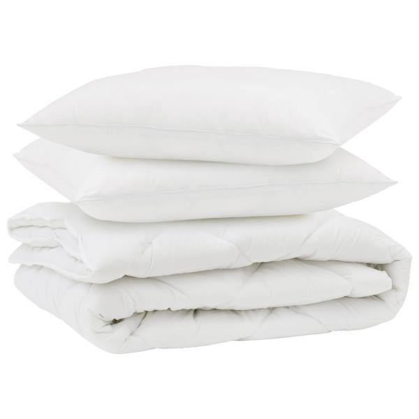 ARDEBO.de - Bettdecke mit Kissen Argyle 3 pcs Weiß 200 x 220 cm Mikrofaser