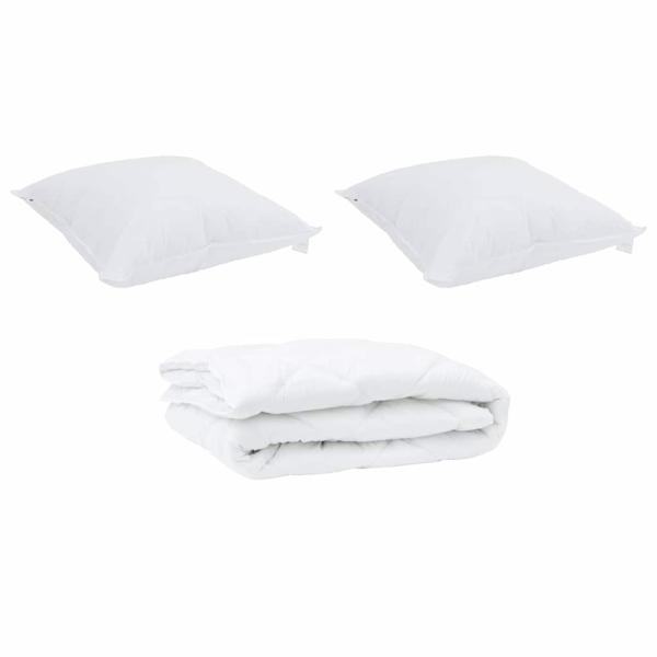 Bettdecke mit Kissen Argyle 3 pcs Weiß 200 x 220 cm Mikrofaser
