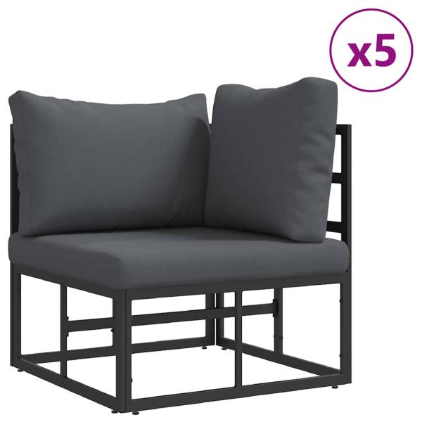 Garten-Sofa-Set mit Kissen 10 pcs Schwarz Aluminium