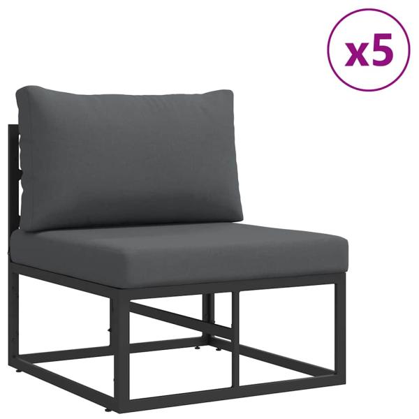 Garten-Sofa-Set mit Kissen 10 pcs Schwarz Aluminium