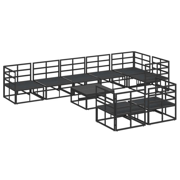 Garten-Sofa-Set mit Kissen 9 pcs Schwarz Aluminium