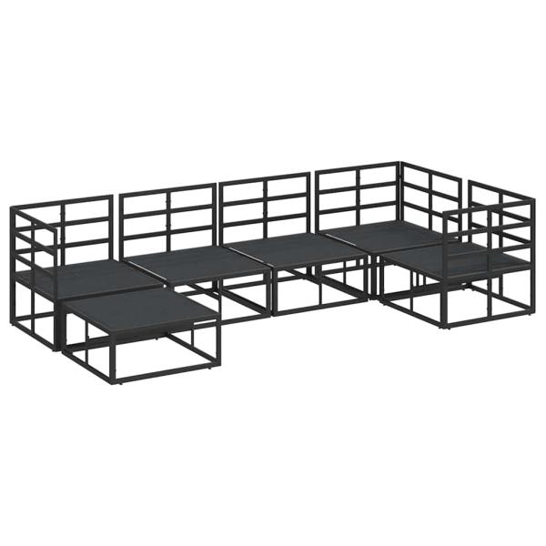 Garten-Sofa-Set mit Kissen 6 pcs Schwarz Aluminium