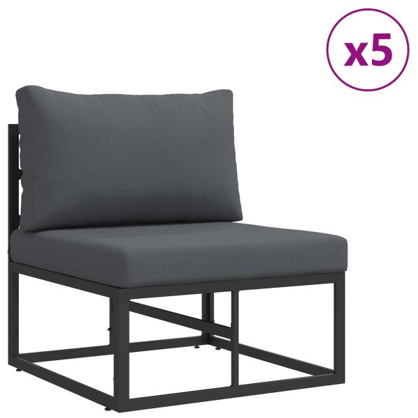 Garten-Sofa-Set mit Kissen 10 pcs Schwarz Aluminium