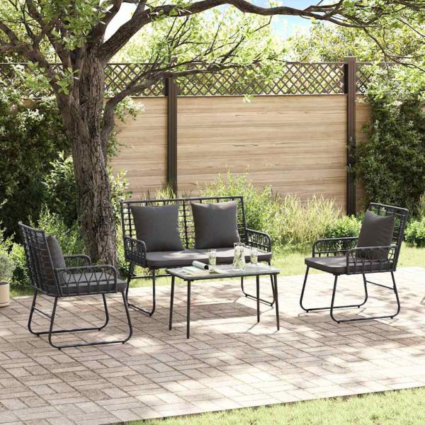 ARDEBO.de - Gartenmöbel Set mit Kissen 4 pcs Schwarz, Anthrazit