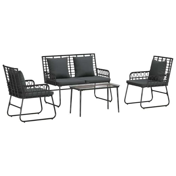 Gartenmöbel Set mit Kissen 4 pcs Schwarz, Anthrazit
