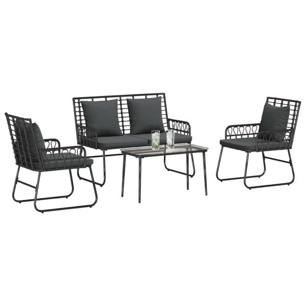 Gartenmöbel Set mit Kissen 4 pcs Schwarz, Anthrazit
