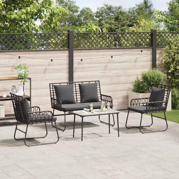 Gartenmöbel Set mit Kissen 4 pcs Schwarz, Anthrazit