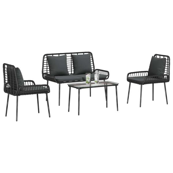 Gartenmöbel Set mit Kissen 4 pcs Braun, Schwarz, Creme
