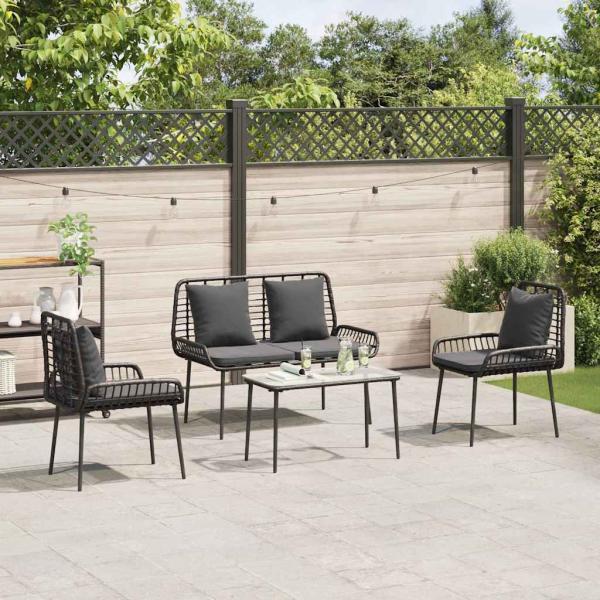 Gartenmöbel Set mit Kissen 4 pcs Braun, Schwarz, Creme