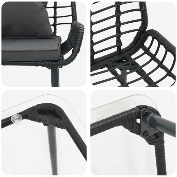 Gartenmöbel Set mit Kissen 4 pcs Braun, Schwarz, Creme