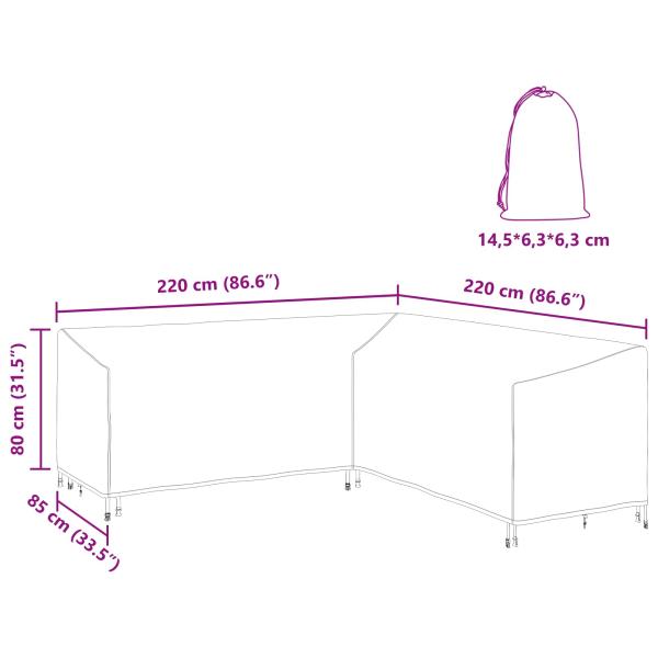 Gartenmöbelabdeckung 220 x 220 x 80 cm 420D Oxford Stoff