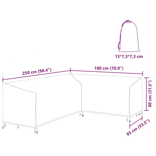 Gartenmöbelabdeckung 250 x 180 x 80 cm 420D Oxford Stoff