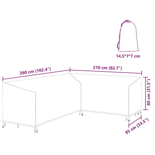 Gartenmöbelabdeckung 260 x 210 x 80 cm 600D Oxford Stoff