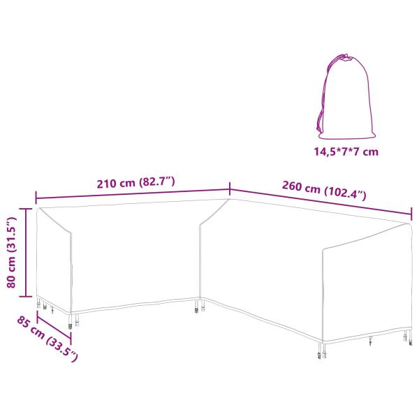 Gartenmöbelabdeckung 260 x 210 x 80 cm 600D Oxford Stoff