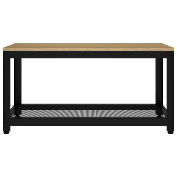 Couchtisch Hellbraun und Schwarz 90x45x45 cm MDF und Eisen