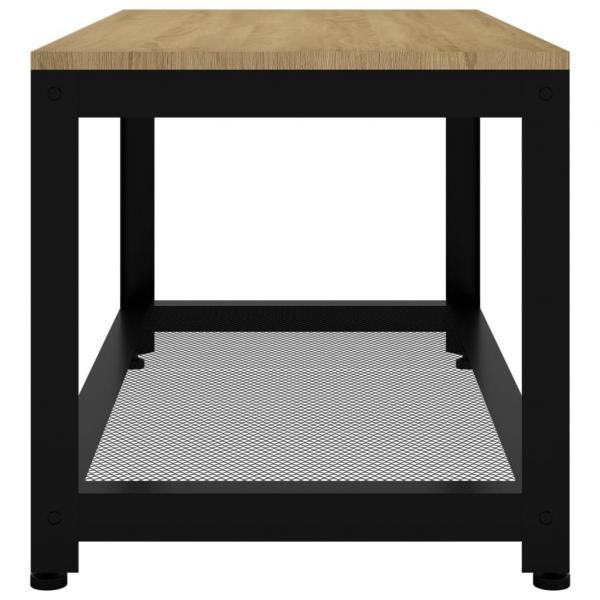 Couchtisch Hellbraun und Schwarz 90x45x45 cm MDF und Eisen